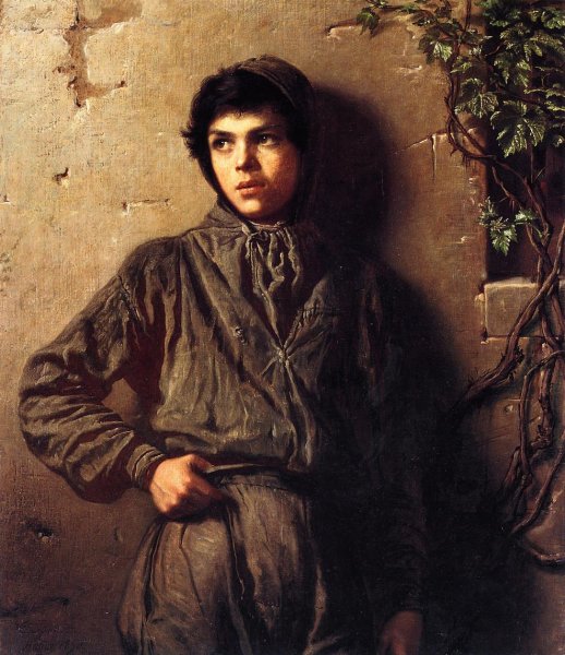 The Savoyard Boy by Eastman Johnson - Hand-Painted Oil Painting Reproduction
