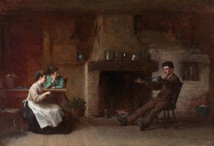 Winding Yarn by Eastman Johnson Oil Painting