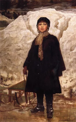 Winter, Portrait of a Child Oil painting by Eastman Johnson