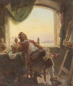 In the Artist`s Studio by Eberhard Stammel Oil Painting