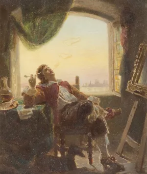 In the Artist`s Studio by Eberhard Stammel Oil Painting
