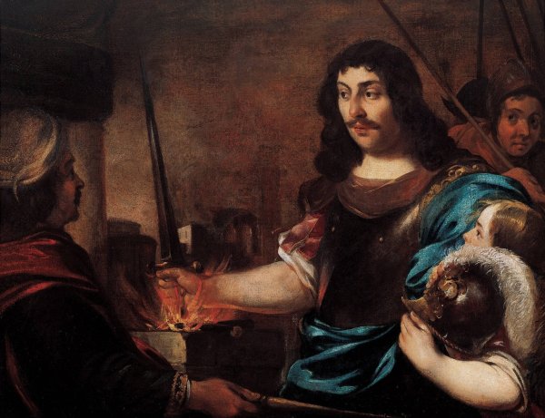 Main Product Photo of The Heroism of Caius Mucius Scaevola Painting by Eberhart Keilhau