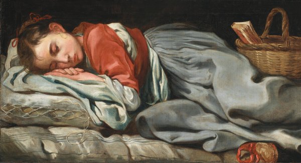 Main Product Photo of Young Girl Sleeping  Painting by Eberhart Keilhau