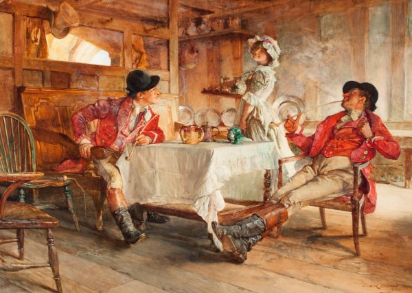 A Bit of Banter  by Edgar Bundy - Hand-Painted Oil Painting Reproduction