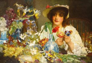 The Florist by Edgar Bundy Oil Painting