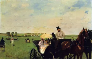 A Carriage at the Races by Edgar Degas - Oil Painting Reproduction