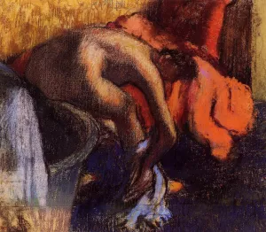 After Bathing, Woman Drying Her Leg by Edgar Degas Oil Painting