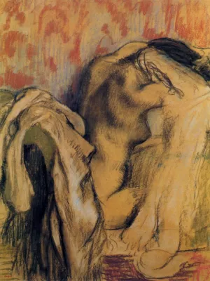 After Bathing, Woman Drying Herself painting by Edgar Degas