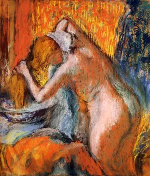 After the Bath, Woman Drying Her Hair by Edgar Degas - Oil Painting Reproduction