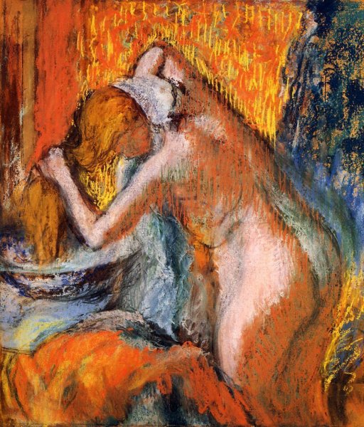 After the Bath, Woman Drying Her Hair by Edgar Degas - Hand-Painted Oil Painting Reproduction