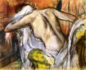 After the Bath, Woman Drying Herself painting by Edgar Degas