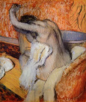 After the Bath, Woman Drying Herself by Edgar Degas Oil Painting
