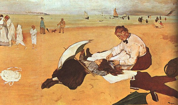 At the Beach by Edgar Degas - Hand-Painted Oil Painting Reproduction