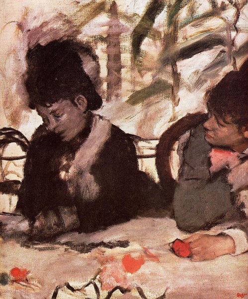 At the Cafe by Edgar Degas - Hand-Painted Oil Painting Reproduction