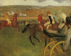 At the Races, Gentlemen Jockeys painting by Edgar Degas