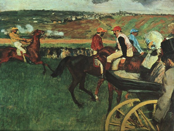 Main Product Photo of At the Races Painting by Edgar Degas