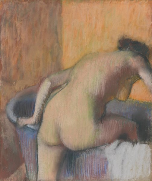 Bather Stepping into a Tub  by Edgar Degas - Hand-Painted Oil Painting Reproduction