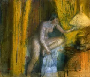 Bedtime also known as Woman Extinguishing Her Lamp by Edgar Degas - Oil Painting Reproduction