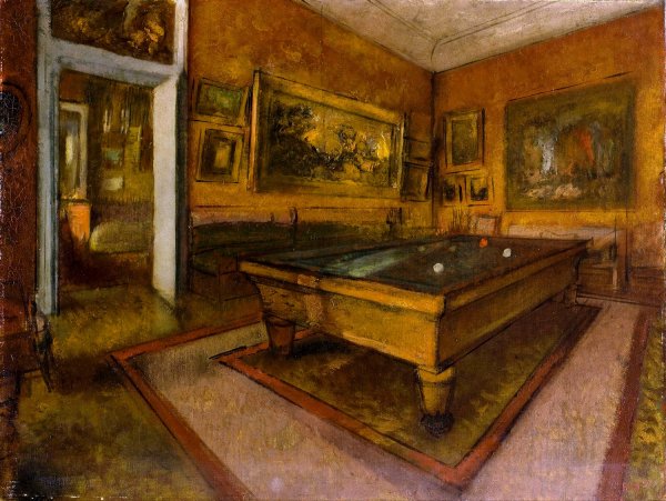Billiard Room at Menil-Hubert  by Edgar Degas - Hand-Painted Oil Painting Reproduction