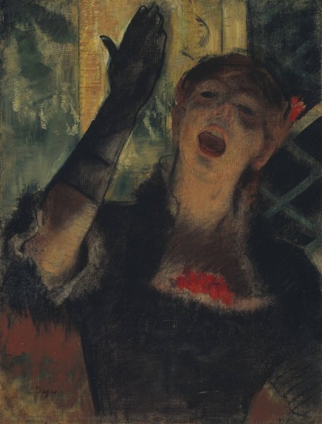 Cafe Singer  by Edgar Degas - Hand-Painted Oil Painting Reproduction