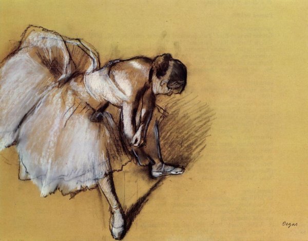 Main Product Photo of Dancer Adjusting Her Slipper Painting by Edgar Degas