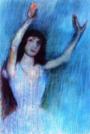 Dancer in Blue, Arms Raised by Edgar Degas Oil Painting