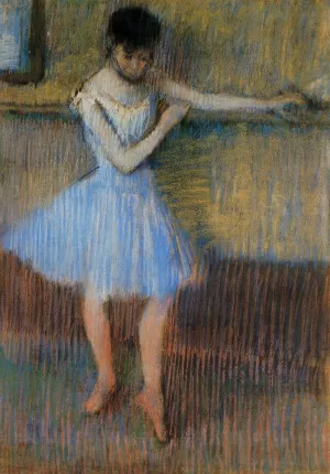 Dancer in Blue at the Barre painting by Edgar Degas