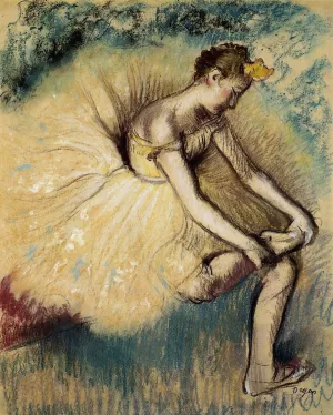 Dancer Putting on Her Slipper by Edgar Degas - Oil Painting Reproduction