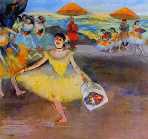 Dancer with a Bouquet Bowing by Edgar Degas Oil Painting