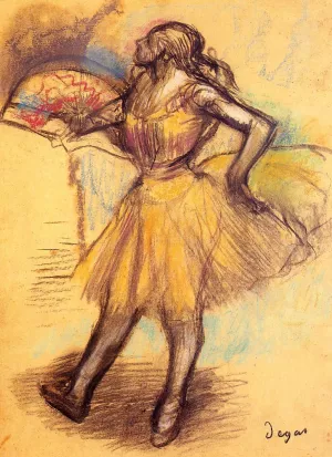 Dancer with a Fan study by Edgar Degas - Oil Painting Reproduction
