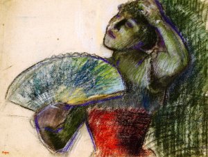 Dancer with Fan Oil painting by Edgar Degas