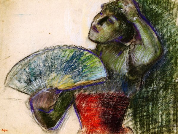 Dancer with Fan by Edgar Degas - Hand-Painted Oil Painting Reproduction