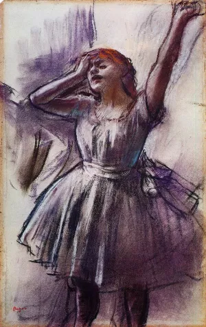 Dancer with Left Art Raised by Edgar Degas - Oil Painting Reproduction