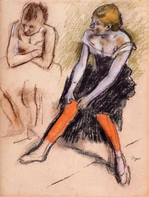 Dancer with Red Stockings by Edgar Degas - Oil Painting Reproduction