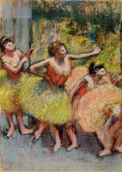 Main Product Photo of Dancers in Green and Yellow Painting by Edgar Degas