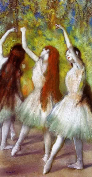 Dancers in Green by Edgar Degas - Oil Painting Reproduction