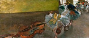 Dancers in the Rehearsal Room with a Double Bass by Edgar Degas Oil Painting