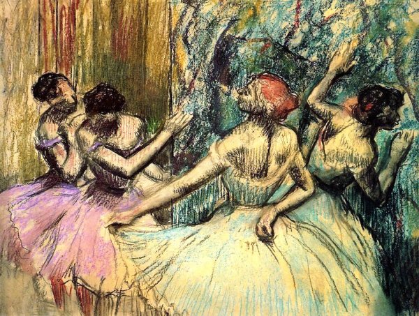 Main Product Photo of Dancers in the Wings Painting by Edgar Degas