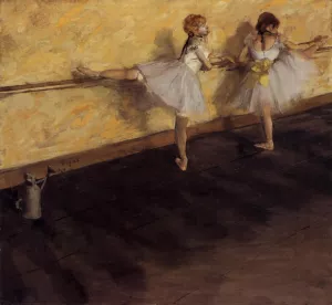Dancers Practicing at the Barre by Edgar Degas - Oil Painting Reproduction