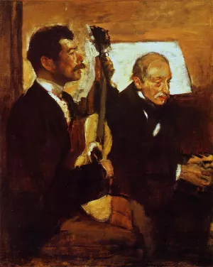 Degas' Father Listening to Lorenzo Pagans painting by Edgar Degas