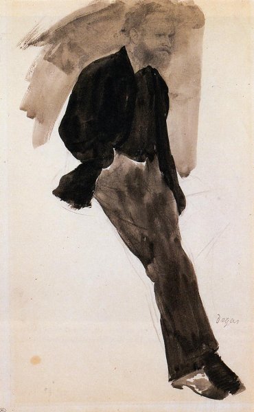 Edouard Manet Standing by Edgar Degas - Hand-Painted Oil Painting Reproduction
