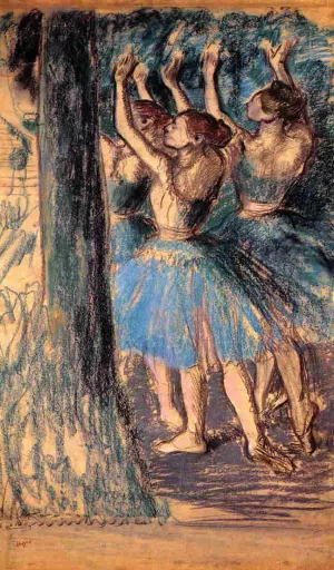 Group of Dancers, Tree Decor by Edgar Degas - Oil Painting Reproduction