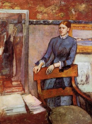 Helene Rouart in Her Father's Study Oil painting by Edgar Degas