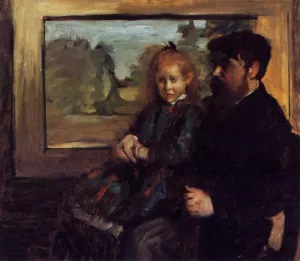 Henri Rouart and His Daughter Helene by Edgar Degas Oil Painting