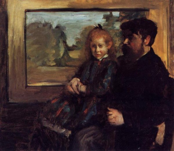 Main Product Photo of Henri Rouart and His Daughter Helene Painting by Edgar Degas