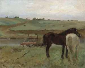 Horses in a Meadow by Edgar Degas Oil Painting