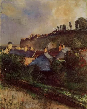 Houses at the Foot of a Cliff by Edgar Degas - Oil Painting Reproduction