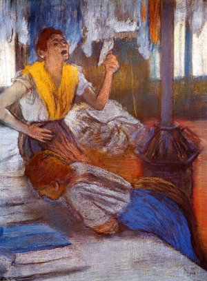 In a Laundry Oil painting by Edgar Degas