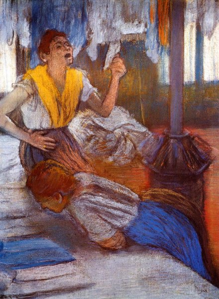 In a Laundry by Edgar Degas - Hand-Painted Oil Painting Reproduction