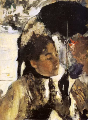 In the Tuileries, Woman with a Parasol by Edgar Degas - Oil Painting Reproduction